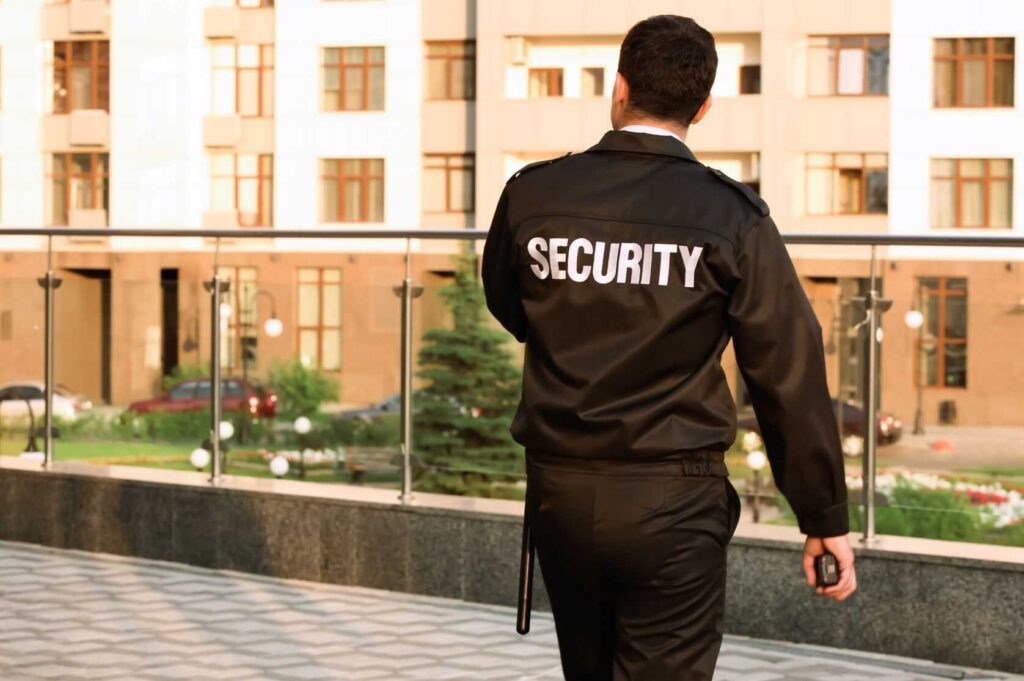 residential security officer patrolling the perimeter